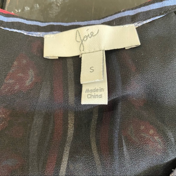 Joie Shara Silk Floral Tassel Tank Top Black Small - Picture 7 of 8